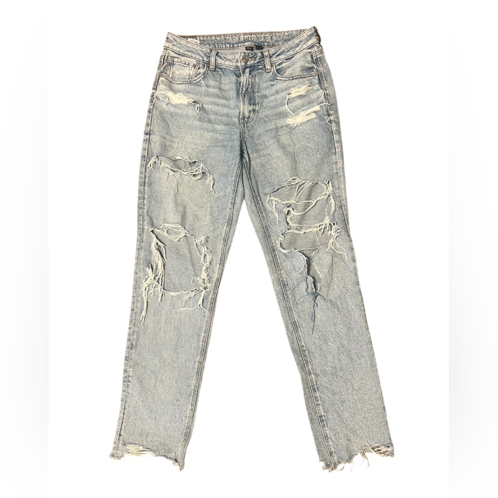 American Eagle Distressed Light Wash Ripped Jeans Sz 8